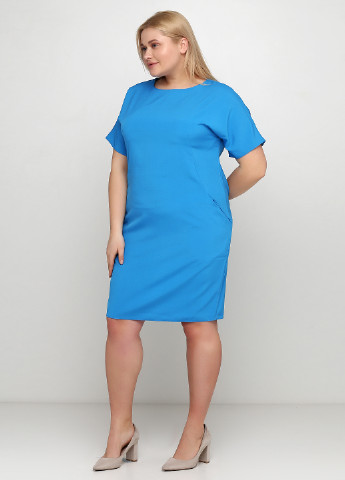 Темно-голубое кэжуал платье футляр ANVI однотонное