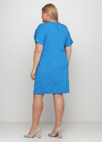 Темно-голубое кэжуал платье футляр ANVI однотонное