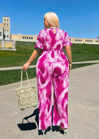 Комбінезон SHEIN комбінезон-брюки тай-дай рожево-ліловий кежуал поліестер
