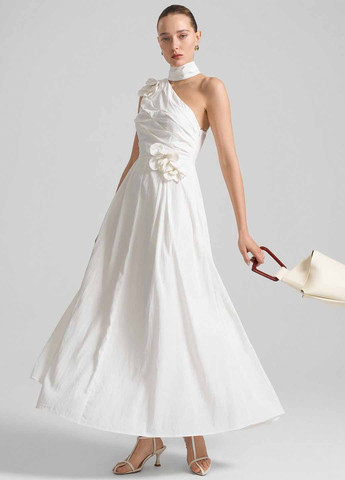 Білий вечірня сукня на одне плече SHEIN однотонна