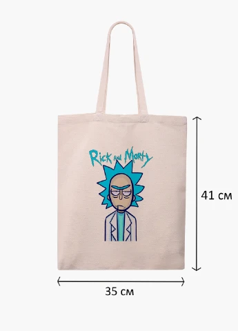 Еко сумка шоппер біла Рік Санчез і Морті Сміт Рік і Морті (Rick and Morty) (9227-2938-WT-1) 41*35 см MobiPrint (228156187)