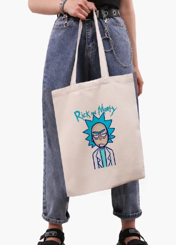 Еко сумка шоппер біла Рік Санчез і Морті Сміт Рік і Морті (Rick and Morty) (9227-2938-WT-1) 41*35 см MobiPrint (228156187)
