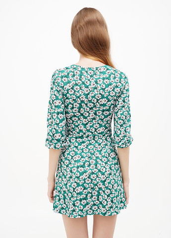 Зеленое кэжуал платье клеш Terranova с цветочным принтом