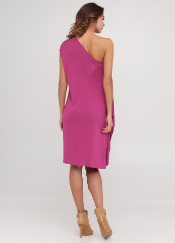 Фуксиновое (цвета Фуксия) коктейльное платье Casual Trend однотонное