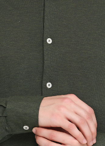 Темно-зеленая кэжуал рубашка меланж Massimo Dutti с длинным рукавом