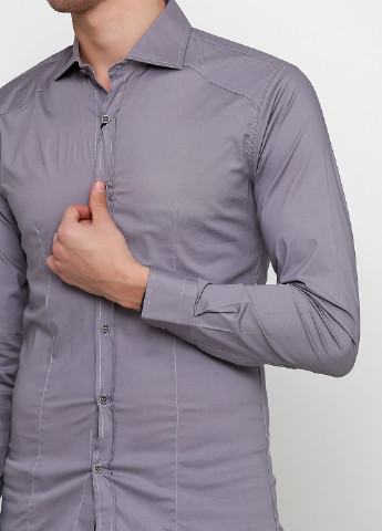 Серая кэжуал рубашка однотонная Xagon Man с длинным рукавом