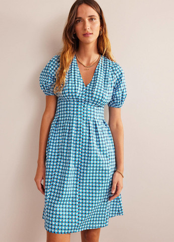 Голубое кэжуал платье Boden с геометрическим узором