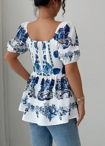 Белая блуза с баской SHEIN