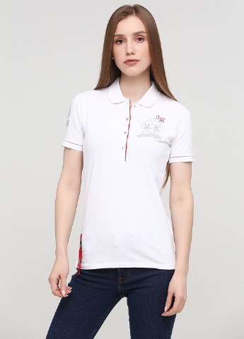 Белая женская футболка-поло La Martina однотонная