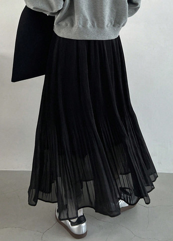 Черная кэжуал однотонная юбка SHEIN а-силуэта (трапеция)