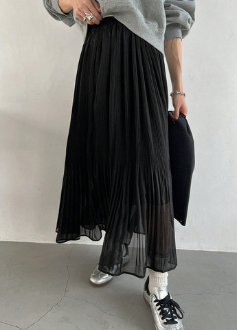 Черная кэжуал однотонная юбка SHEIN а-силуэта (трапеция)