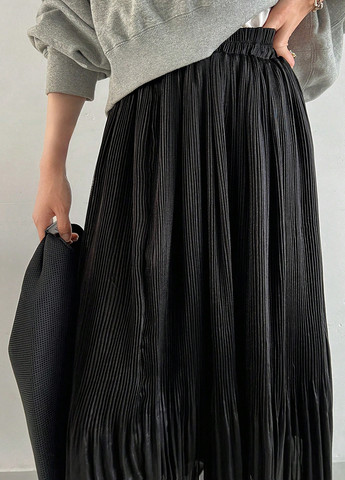 Черная кэжуал однотонная юбка SHEIN а-силуэта (трапеция)