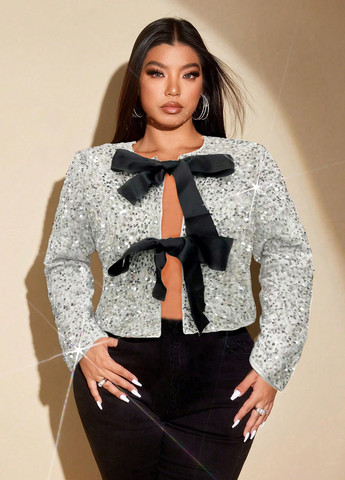 Серебряный демисезонный кардиган SHEIN