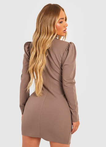 Темно-бежева кежуал сукня сукня-жакет, на запах Boohoo однотонна