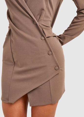 Темно-бежева кежуал сукня сукня-жакет, на запах Boohoo однотонна