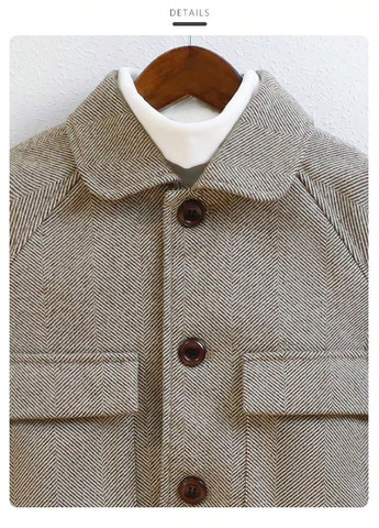 Серый демисезонный костюм (куртка-рубашка, брюки) SHEIN