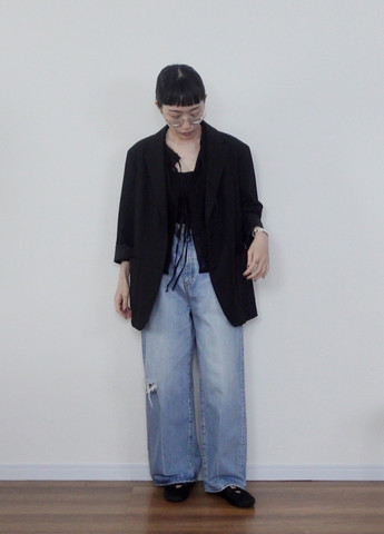 Черный женский жакет Uniqlo однотонный - демисезонный