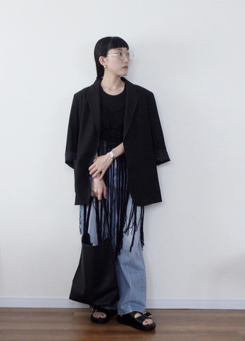 Черный женский жакет Uniqlo однотонный - демисезонный