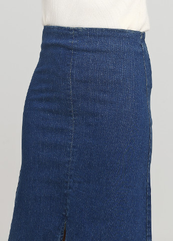 Синяя джинсовая однотонная юбка Nicole Farhi а-силуэта (трапеция)