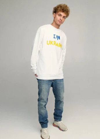 Білий свитшот мужской oversize /no flis/ YAPPI малюнок (254557604)