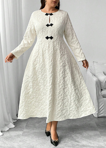 Кремовое праздничный, кэжуал платье SHEIN однотонное