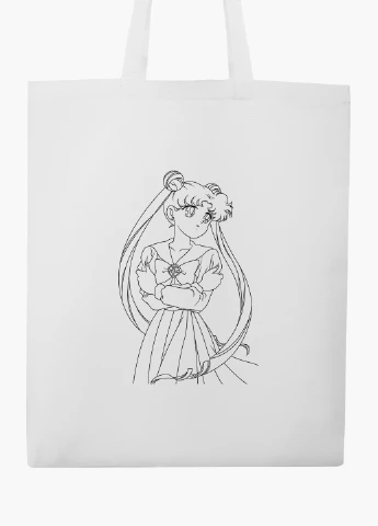 Эко сумка шоппер белая аниме Сейлор Мун (anime Sailor Moon) (9227-1768-WT-2) экосумка шопер 41*35 см MobiPrint (219111076)