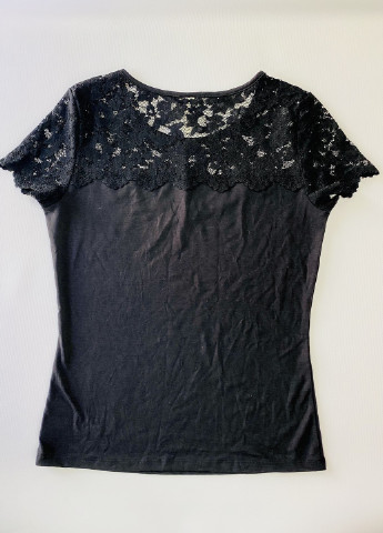 Чорна літня футболка з мереживом H&M
