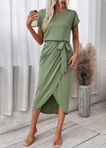 Зеленое кэжуал платье SHEIN однотонное