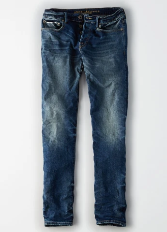 Синие демисезонные зауженные джинсы American Eagle
