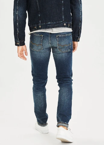 Синие демисезонные зауженные джинсы American Eagle