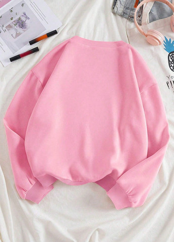 Світло-рожевий світшот SHEIN напис без декору (366071688)