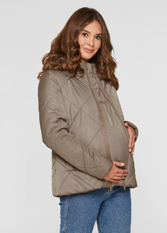Серо-бежевая демисезонная слингокуртка 3в1 для беременных Lullababe