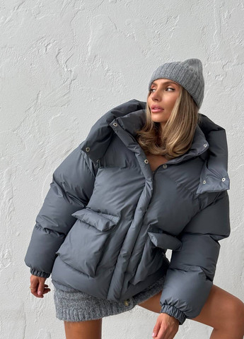 Серый зимний Пуховик No Brand