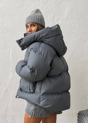 Серый зимний Пуховик No Brand