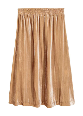 Бежевая кэжуал однотонная юбка H&M клешированная, плиссе