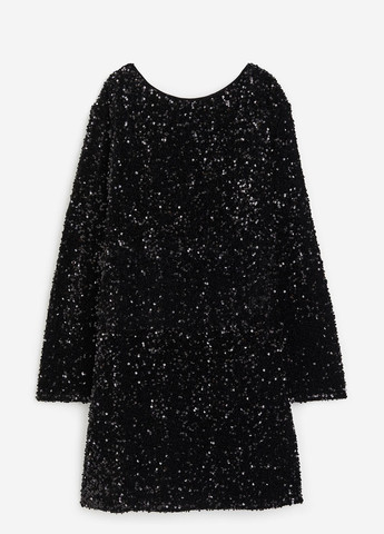 Черное коктейльное, вечернее платье с открытой спиной H&M меланжевое