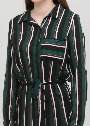 Темно-зеленое кэжуал платье рубашка Jennyfer в полоску