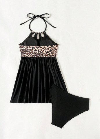 Черный летний купальник (платье, трусики) купальник-платье SHEIN