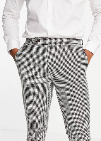 Черно-белые кэжуал демисезонные зауженные, укороченные брюки Asos