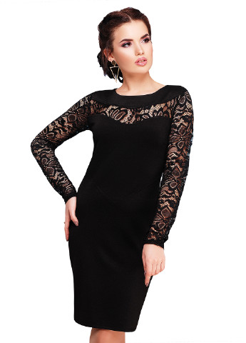 Черное кэжуал платье Fashion Up однотонное