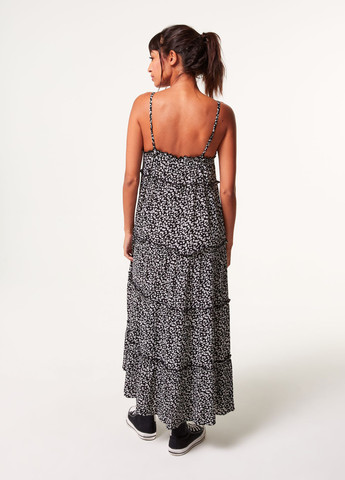 Чорно-білий кежуал сукня з відкритими плечима Jennyfer з квітковим принтом