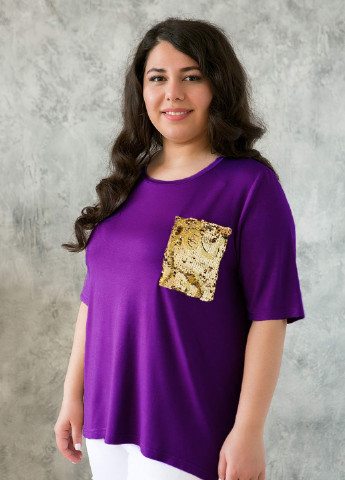 Фіолетова літня футболка з кишенею на грудях лала фіолетова Tatiana