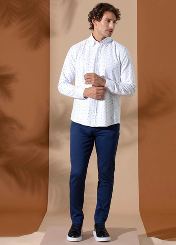 Белая кэжуал рубашка с рисунком Pierre Cardin