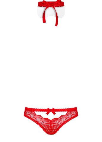 Красный демисезонный комплект белья (трусы, маска) Obsessive