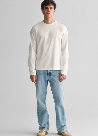 Белый демисезонный кэжуал лонгслив Gant однотонный