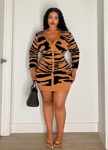 Рудий кежуал сукня силуетна SHEIN тигровый