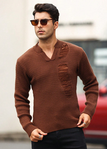 Коричневый демисезонный пуловер пуловер SHEIN