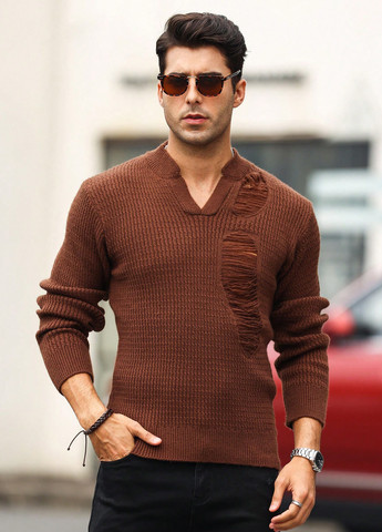 Коричневый демисезонный пуловер пуловер SHEIN