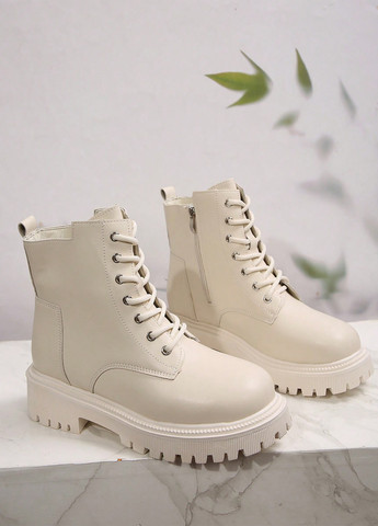 Осенние сапоги берцы SHEIN на тракторной подошве из искусственной кожи