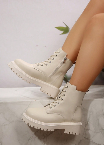 Осенние сапоги берцы SHEIN на тракторной подошве из искусственной кожи